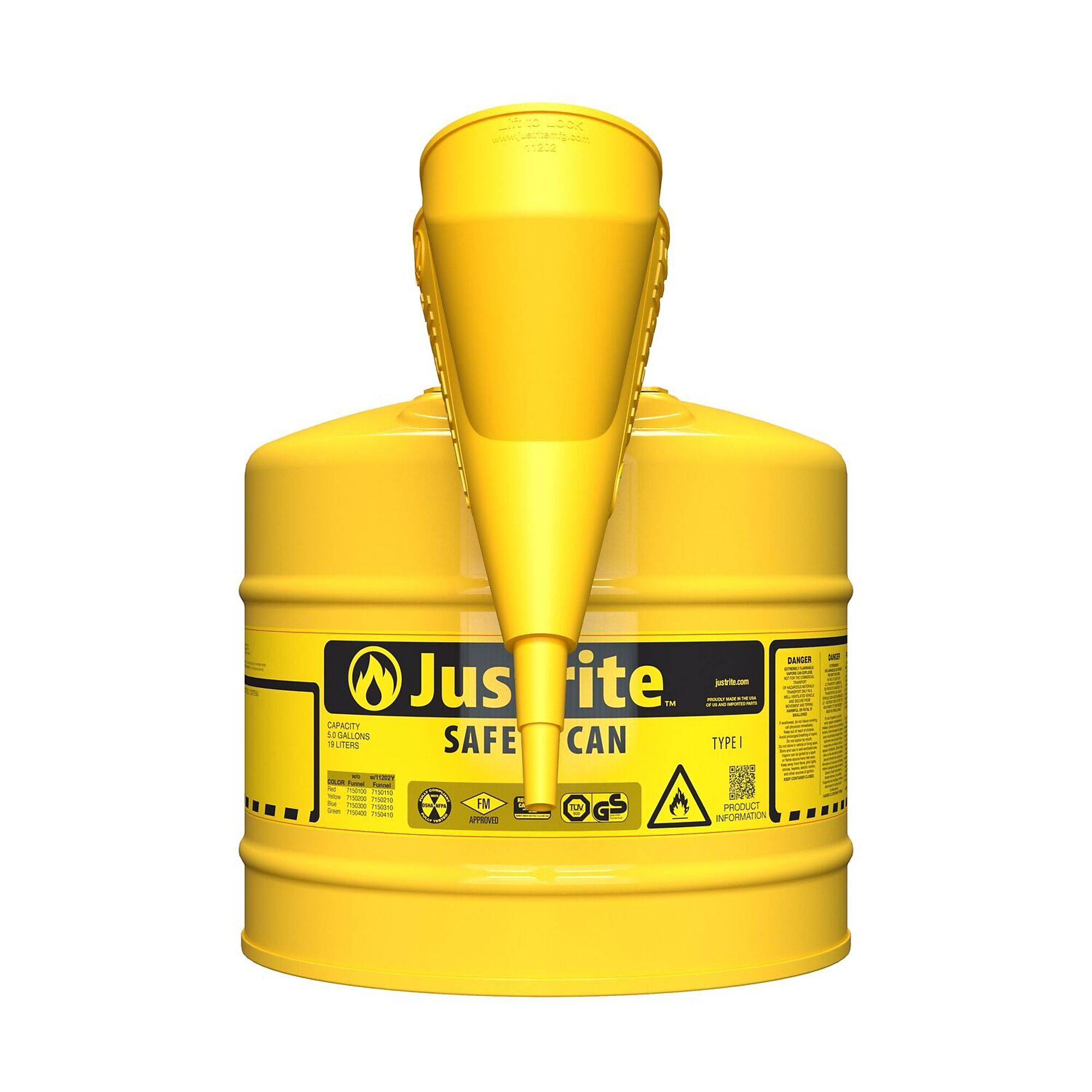 7150212 Type 1 Safety Cans , Yellow